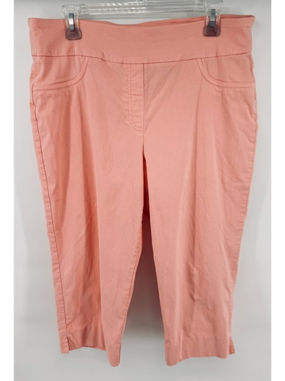 Ruby Rd Coral Pink Capri Pants Size 16 Pull-on Pants Back Pockets